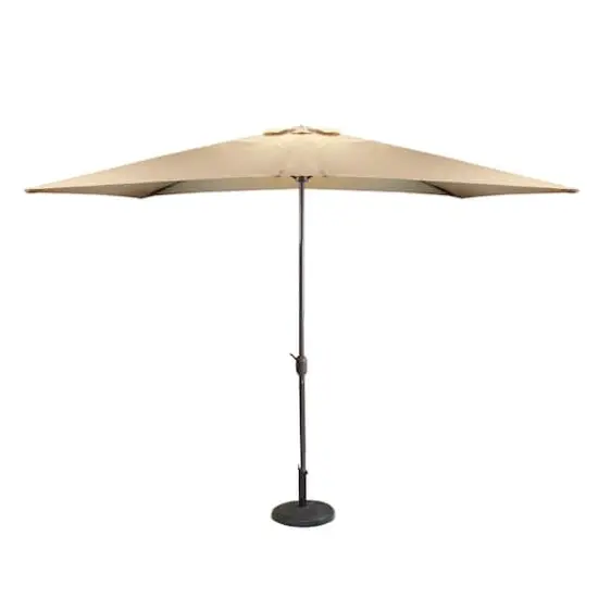 8.5ft. Outdoor Patio Market Umbrella with Hand Crank Dark Beige {1}