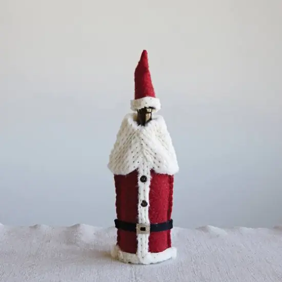 Hello Honey&reg; 10.75" Red & White Felt Santa Outfit Bottle Cover {3}
