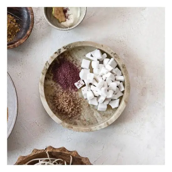 Hello Honey&reg; 8" Beige Marble Bowl Dish {3}