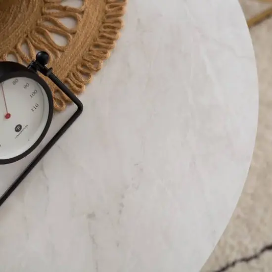 Faux White Marble & Gold Geometric Modern Nesting Coffee Table Set {6}