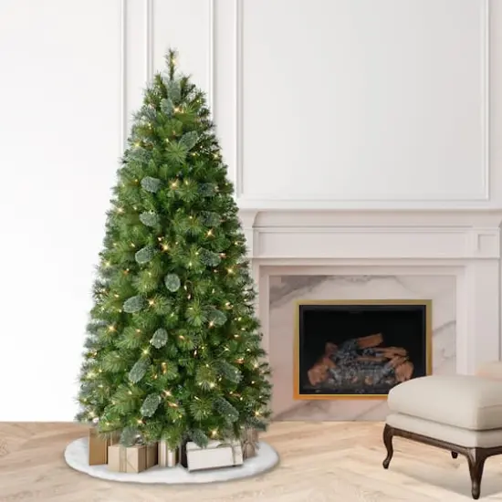 6.5ft Pre-Lit Slim Teton Pine Artificial Christmas Tree, Clear Lights {3}