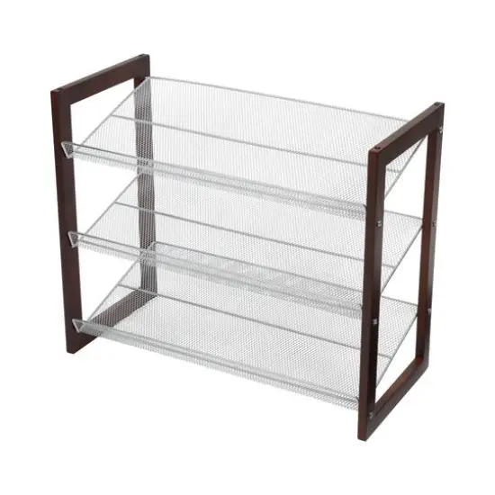 Organize It All Espresso 3 Tier Mesh Shelf Shoe Rack {5}