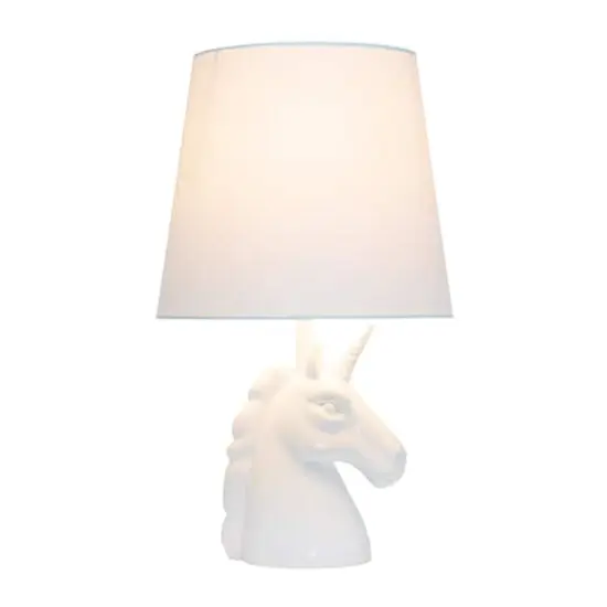 Simple Designs 15.5" Unicorn Table Lamp White/Iridescent Rainbow Glitter {3}