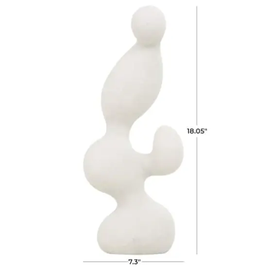 18" White Polystone Abstract Curved Shaped Sculpture D&eacute;cor {4}