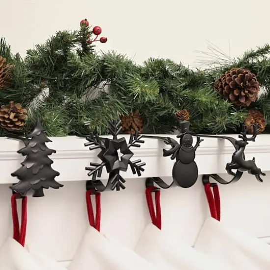 Original MantleClip&reg; Matte Black Assorted Holiday Icons Stocking Holders, 4ct. {3}