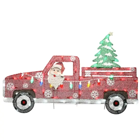 27'' Pre-Lit Santa in Red Truck Decoration {1}