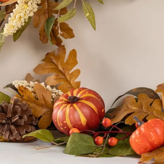 Glitzhome&reg; 72" Fall Pumpkin Leaf Floral Garland {6}