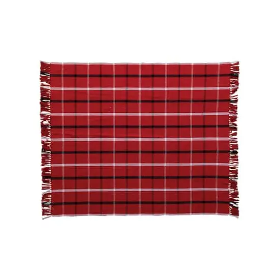 Hello Honey&reg; Red, White & Black Plaid Brushed Flannel Throw with Fringe {1}