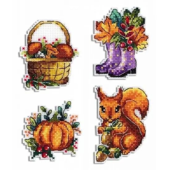 MP Studia Autumn MagnetsPlastic Canvas Counted Cross Stitch Kit {3}