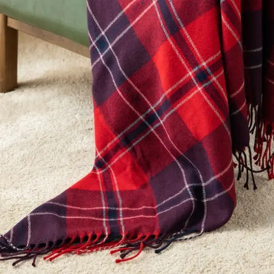 Glitzhome&reg; 60" Plaid Woven Acrylic Throw {6}