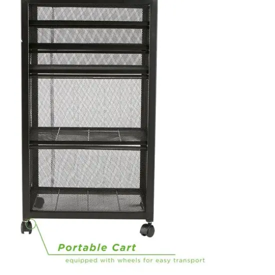 Mind Reader Black 5-Drawer Rolling File Cabinet {8}