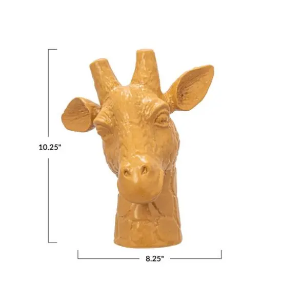 Hello Honey&reg; 10.25" Matte Mustard Reactive Glaze Stoneware Giraffe Head Vase {4}
