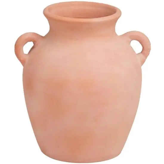 11" Orange Ceramic Terra Cotta Jug Vase with Handles {1}