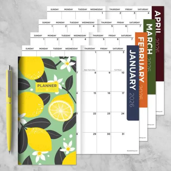 2026-2027 Lemon Blossom Small Monthly Pocket Planner {8}
