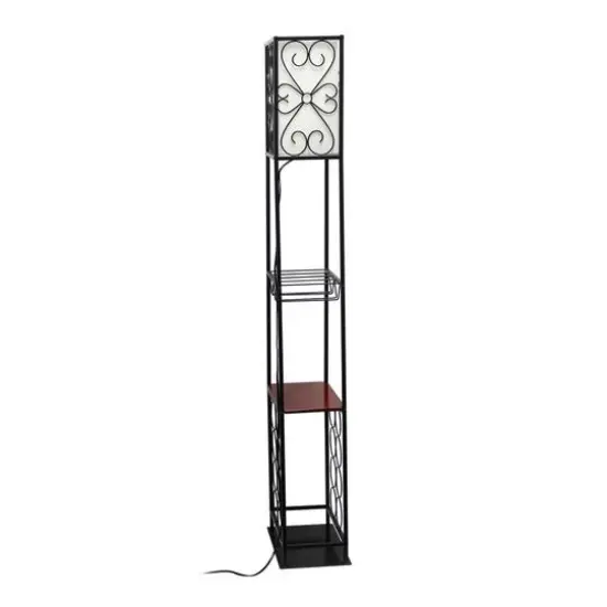 Elegant Designs™ 5ft. Black Organizer Storage Shelf and Wine Rack Floor Lamp {14}