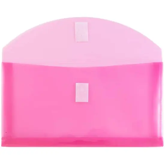 JAM Paper 5.25" x 10" Plastic Hook & Loop Closure Envelopes, 12ct. Fuchsia Pink {4}