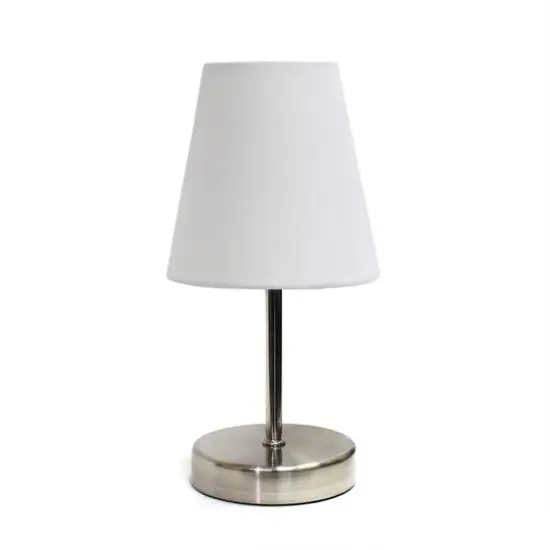 Creekwood Home Nauru 10.5" Sand Nickel Petite Metal Stick Table Lamp White {1}