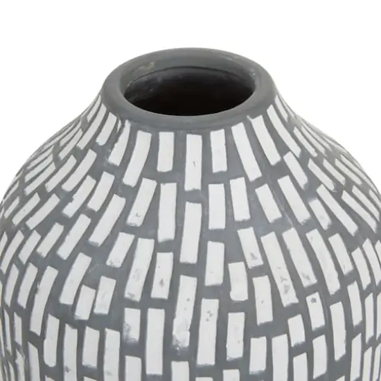 Set of 2 Gray Stoneware Modern Vases, 13" x 6" x 5" {4}