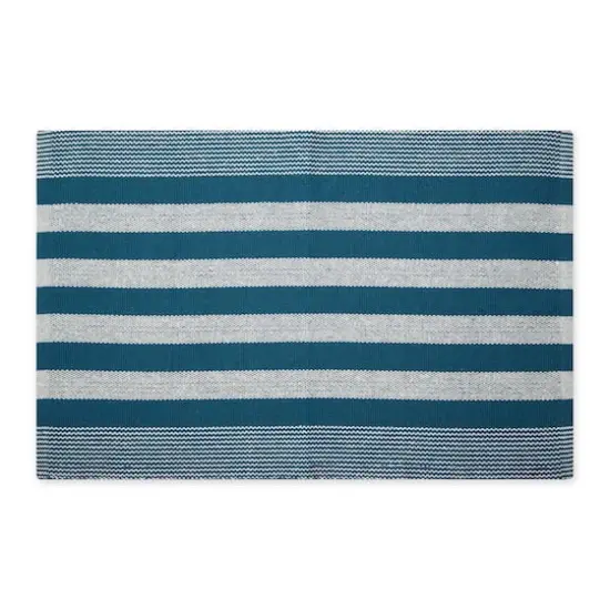 DII&reg; Cabana Stripe Handwoven Recycled Yarn Rug, 2ft. x 3ft. Teal {1}