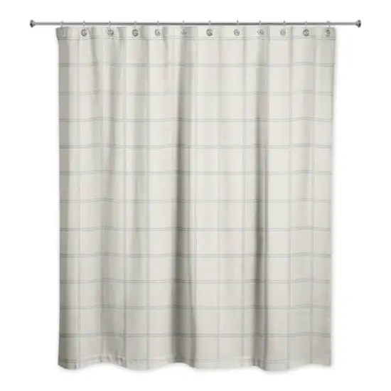 Cream and Gray Check Shower Curtain {1}