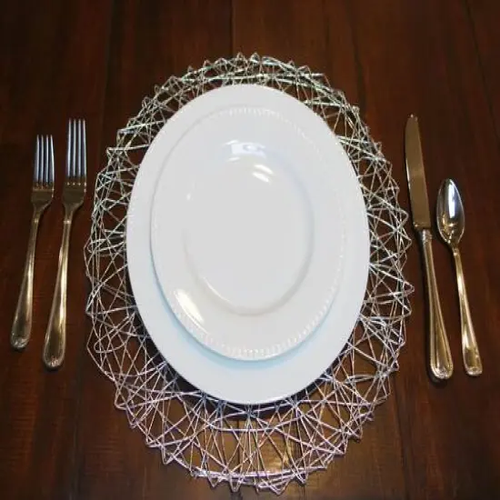 DII&reg; Woven Paper Round Placemats, 6ct. Silver {7}