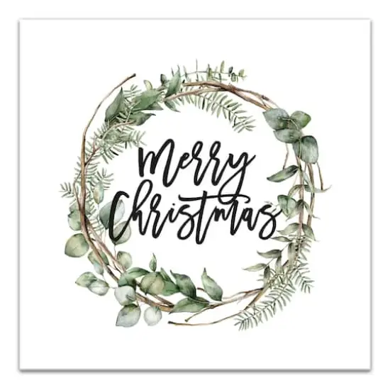 Merry Christmas Wreath Canvas Wall Art {1}