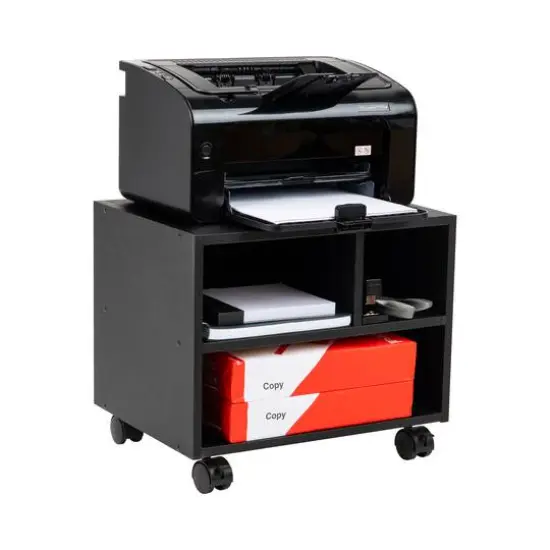 Mind Reader 15.7" Black Printer Cart with Rolling Supply Organization Shelves {1}