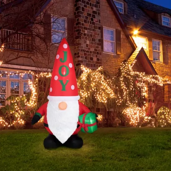 Glitzhome&reg; 6ft. Lighted Inflatable Gnome D&eacute;cor {3}