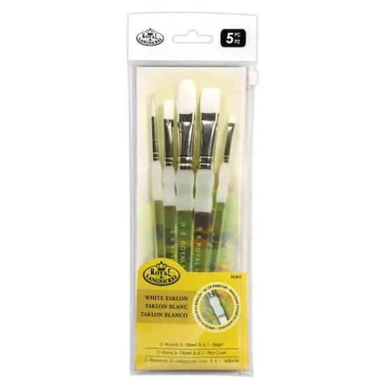 Royal & Langnickel&reg; White Taklon Brush Soft-Grip Value Pack Brush Set, 5ct. {1}