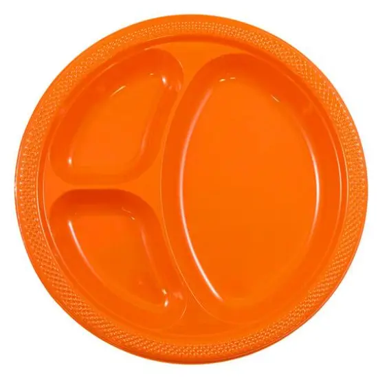 JAM Paper 10.25" Divided Plastic Party Plates, 20ct. Orange {1}