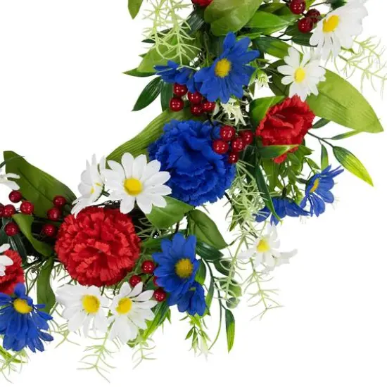 21" Red, White & Blue Mixed Floral Americana Wreath {4}