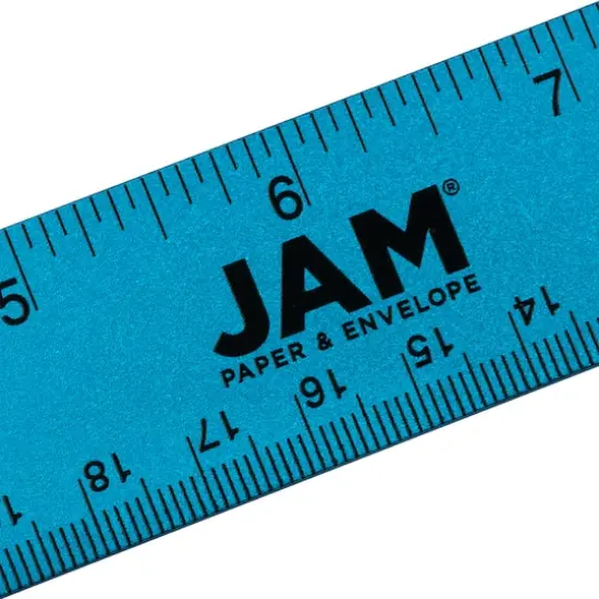 JAM Paper Metallic Stainless Steel Rulers, 12ct. Blue {5}