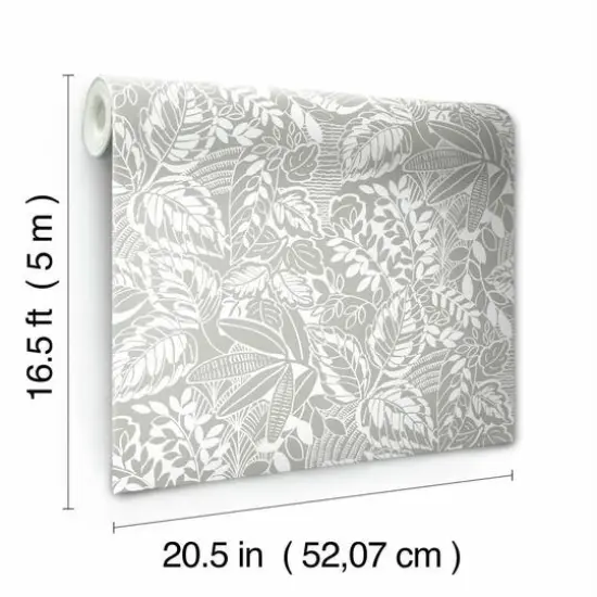 RoomMates Vintage Batik Jungle Peel & Stick Wallpaper Gray/White {8}