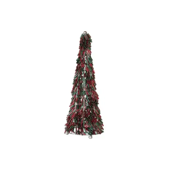 Hello Honey&reg; 10.75" Red & Green Metal & Glass Beaded Christmas Tree {1}