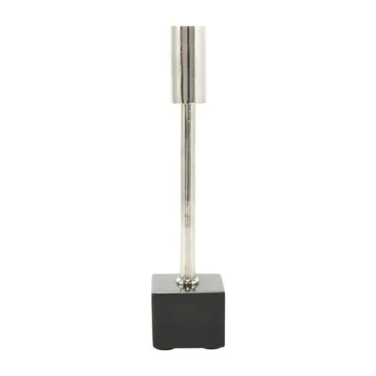 Silver Aluminum Slim Candle Holder with Black Block Base Set {6}