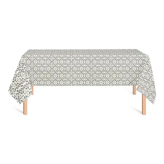 Gray Cream Tile Tablecloth {3}