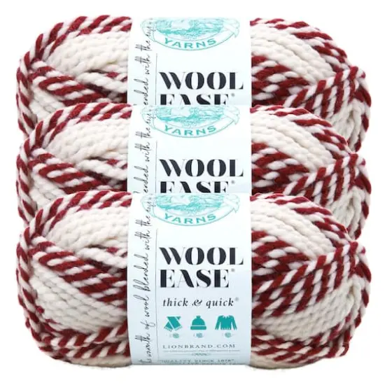 3 Pack Lion Brand&reg; Wool-Ease&reg; Thick & Quick&reg; Prints & Stripes Yarn Red Beacon {1}