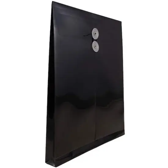 JAM Paper Letter Size Plastic Envelopes with Button & String Tie Closure, 12ct. Black {5}