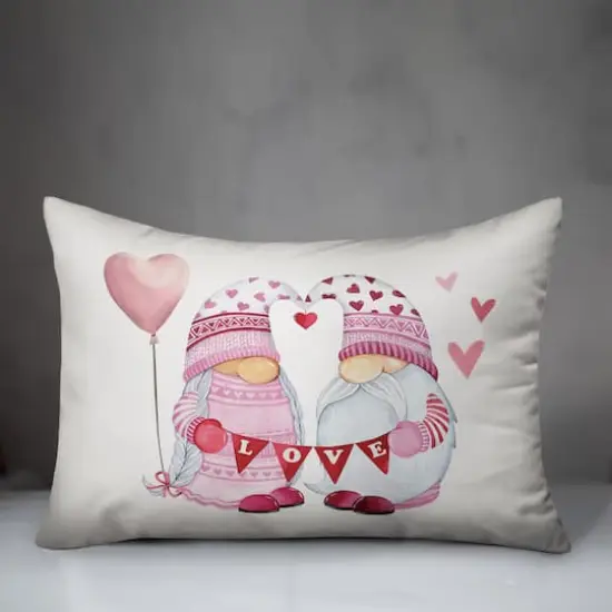 Valentine Gnomes Rectangle Throw Pillow {4}