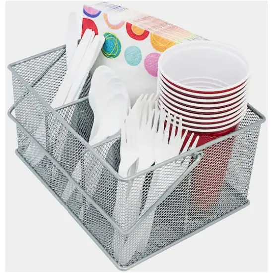 Sorbus Steel Mesh Utensils Caddy Silver {4}