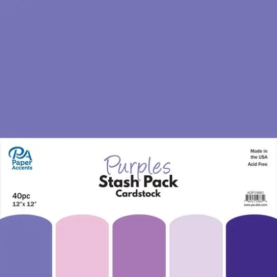 PA Paper&trade; Accents Purples Stash Pack 12" x 12" Cardstock, 40 Sheets {1}