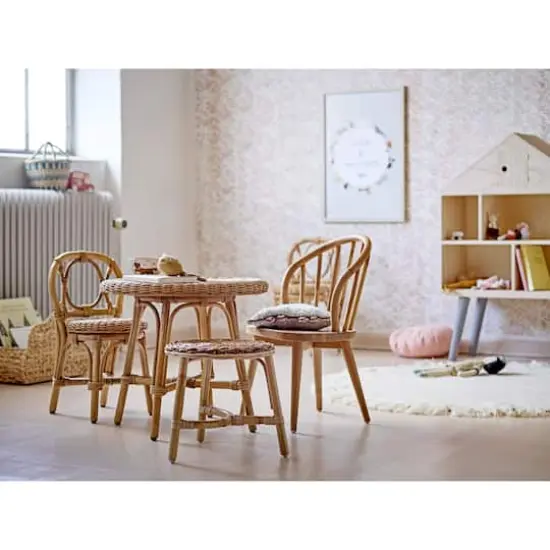 Hello Honey&reg; 12.5" Wood Stool with Rattan Legs {7}