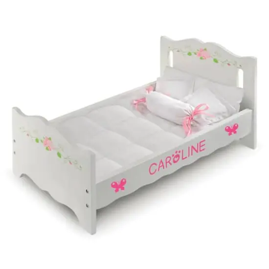Badger Basket White Rose Doll Bed with Bedding {8}