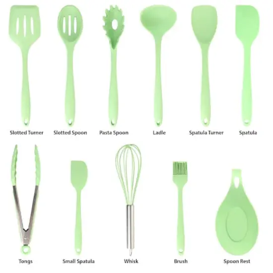 MegaChef Mint Green Silicone Cooking Utensils Set, 12ct. {7}