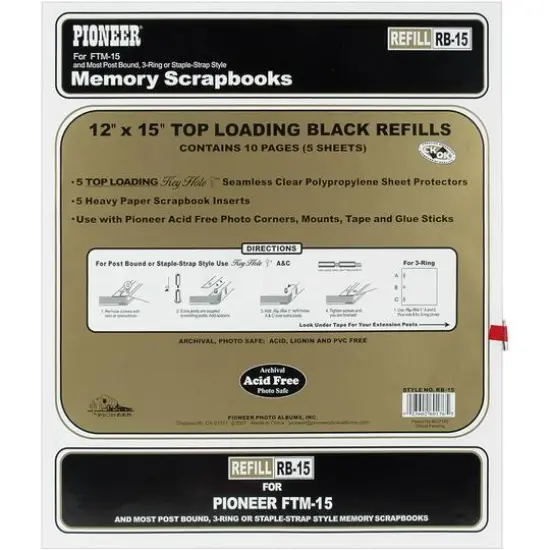 Pioneer&reg; 12" x 15" Universal Top-Loading Page Protectors with Black Inserts {1}