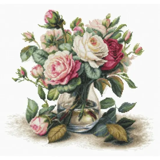 Luca-S Vase with Roses Counted Cross Stitch Kit {1}