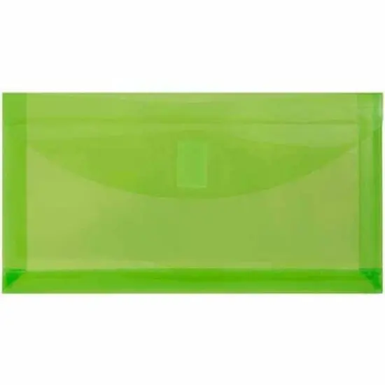JAM Paper 5.25" x 10" Plastic #10 Hook & Loop Envelopes with 1" Expansion, 24ct. Lime Green {1}