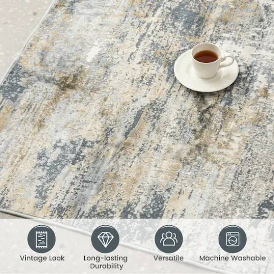 Glitzhome&reg; 5ft. x 8ft. Gray, Ivory & Tan Abstract Area Rug {6}
