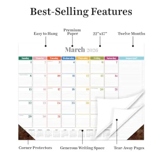 2026 Rainbow Blocks Large Desk Pad Monthly Blotter Calendar {4}