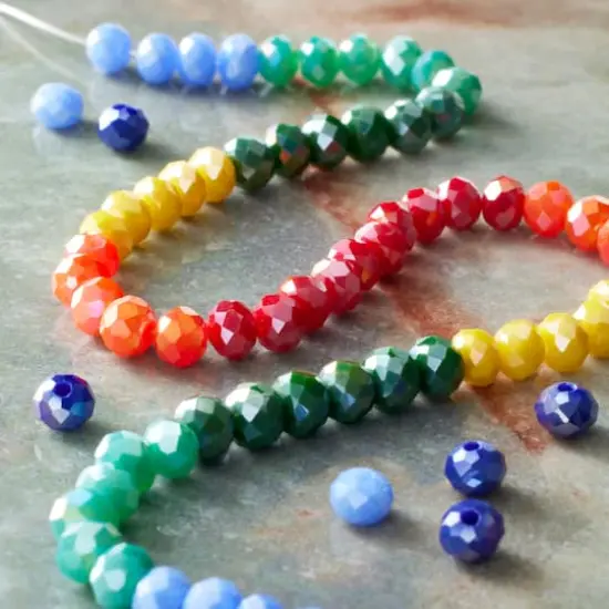 Rainbow AB Faceted Glass Rondelle Beads, 6mm by Bead Landing&trade; {3}